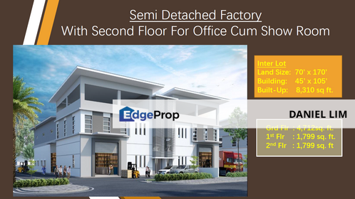 崭新半独立式厂房 NEW 70x170 SEMI DETACHED FACTORY, Selangor, Rawang