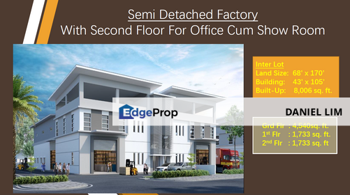 崭新半独立式厂房 NEW 68x170 SEMI DETACHED FACTORY, Selangor, Rawang