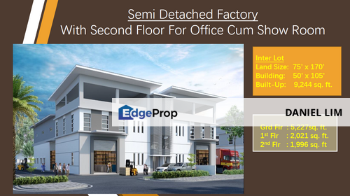 崭新半独立式厂房 NEW 75x170 SEMI DETACHED FACTORY, Selangor, Rawang