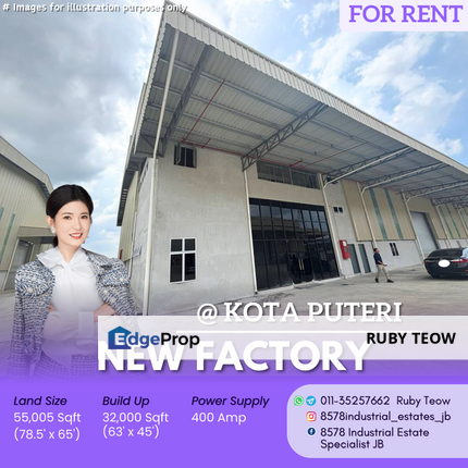Kawasan Perindustrian Kota Puteri - New Factory for Rent, Johor, Masai