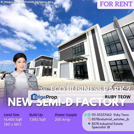 Eco Business Park 2 - New Semi-Detached Factory for Rent, Johor, Senai