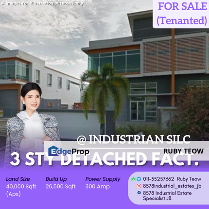 Kawasan Perindustrian Silc - 3 Storey Detached Adjoining Factory (Tenanted) for Sale, Johor, Johor Bahru