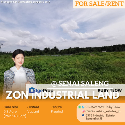 Senai Saleng - Zoning Industrial Land for Sale or Rent, Johor, Senai
