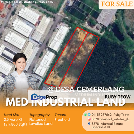 Desa Cemerlang Industrial Area - 2 Medium Industrial Land for Sale, Johor, Ulu Tiram