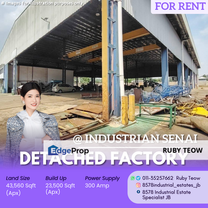 Kawasan Perindustrian Senai - Open-shed Detached Factory for Rent, Johor, Senai