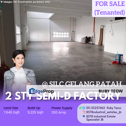 Silc Gelang Patah - 2 Storey Semi-Detached Factory (Tenanted) for Sale, Johor, Johor Bahru