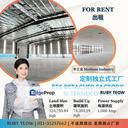 Kawasan Perindustrian Teknologi Senai - BTS Detached Factory with Office for Rent, Johor, Senai