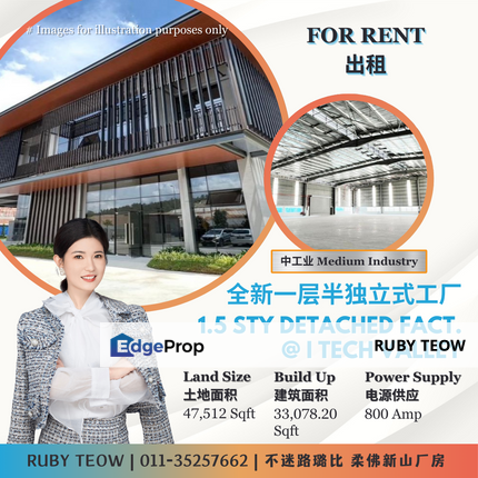 Nusajaya I Tech Valley – New 1.5 Storey Detached Factory for Rent, Johor, 