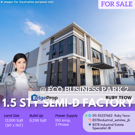 Eco Business Park 2 - 1.5 Sty Semi-D Factory for Sale, Johor, Senai