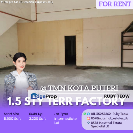 Taman Perindustrian Kota Puteri - 1.5 Sty Factory for Rent, Johor, Masai