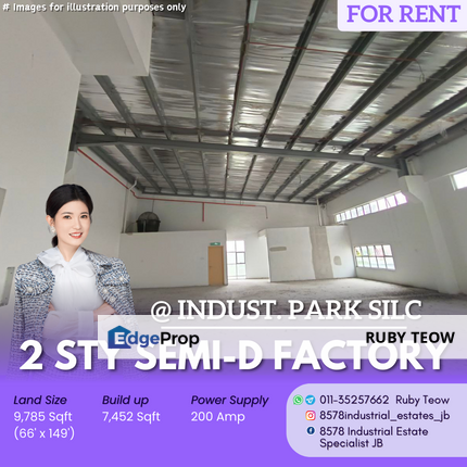 Industrial Park SILC - 2 Sty Semi-D Factory for Rent, Johor, Nusajaya