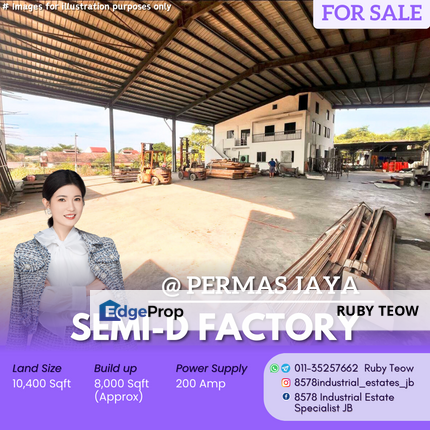 Permas Jaya - Semi-D Factory (Tenanted) for Sale, Johor, Masai