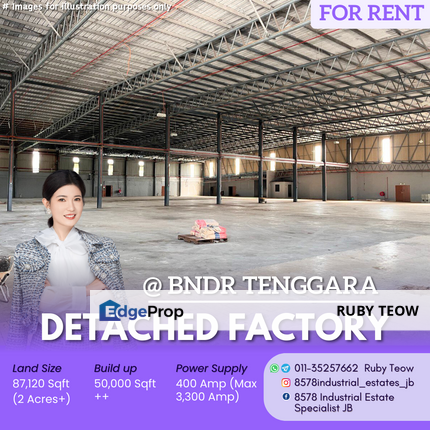 Bandar Tenggara - Detached Factory (High Power Supply) for Rent, Johor, Kulai