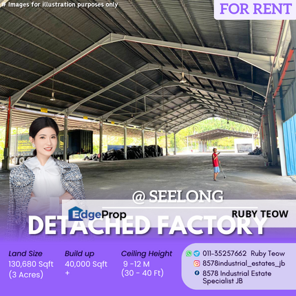 Seelong - Detached Open-Shade Factory with Office for Rent, Johor, Senai