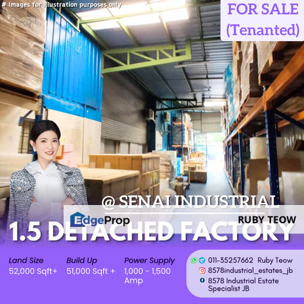 Senai Industrial Area - 1.5 Detached Factory (Tenanted) for Sale, Johor, Senai