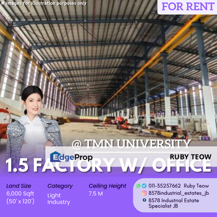 Taman Universiti - 1.5 Sty Factory with Office for Rent, Johor, Skudai