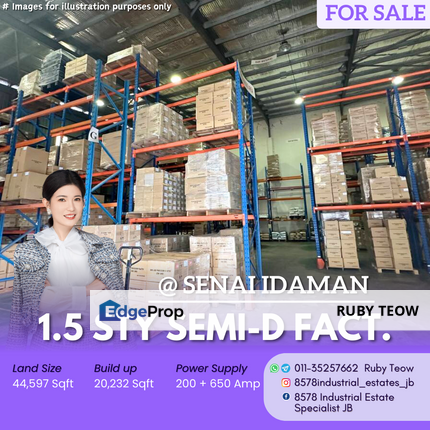 Senai Idaman - 1.5 Sty Semi-D Factory (2 units) for Sale, Johor, Senai