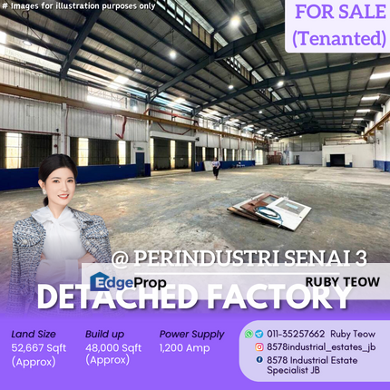 Kawasan Perindustrian Senai 3 - Detached Factory with office (Tenanted) for Sale (ROI 7%), Johor, Senai