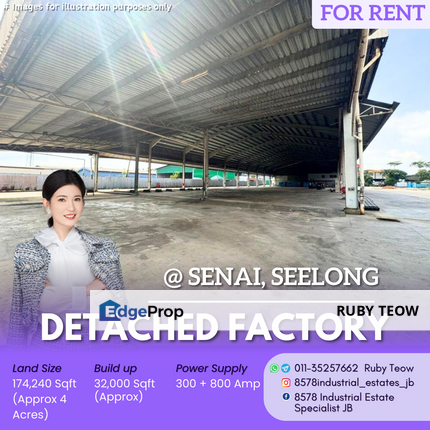 Kawasan Perindustrian Senai Seelong - Detached Open-shelf Factory with Office for Rent, Johor, Senai