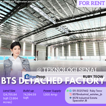 Kawasan Perindustrian Teknologi Senai - BTS Detached Factory for Rent, Johor, Senai