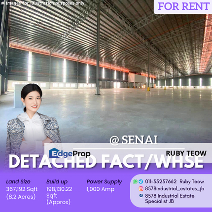 Kawasan Perindustrian Senai - Detached Factory Warehouse for Rent, Johor, Senai