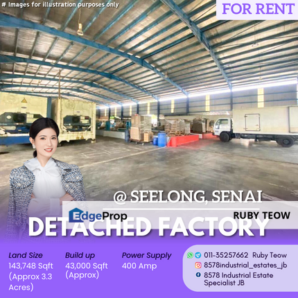 Kawasan Perindustrian Seelong Senai - Detached Factory for Rent, Johor, Senai