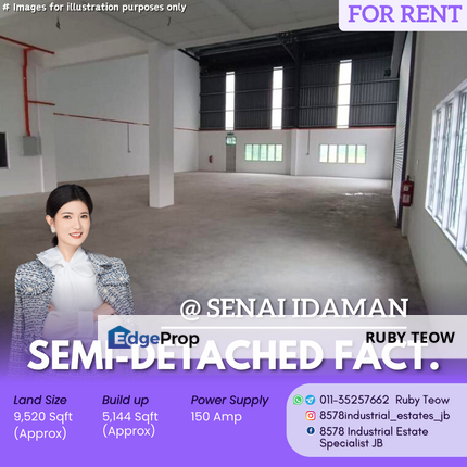 Kawasan Senai Idaman - Semi-Detached Factory for Rent, Johor, Senai