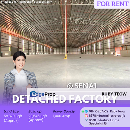 Kawasan Perindustrian Senai - Detached Factory with 1.5 Sty Office for Rent, Johor, Senai