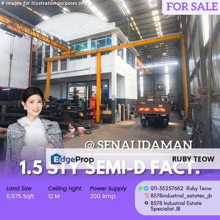 Senai Idaman - 1.5 Sty Semi-Detached Factory for Sale, Johor, Senai