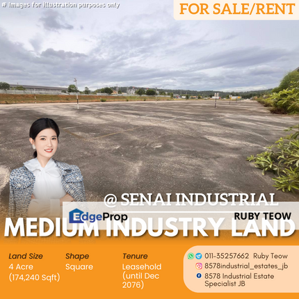 Senai - Medium Industry Land for Sale or Rent, Johor, Senai