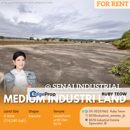 Senai Industrial Area - Medium Industrial Land for Rent, Johor, Senai