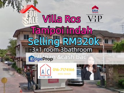 Tampoi indah villa ros townhouse full loan cash back, Johor, Tampoi