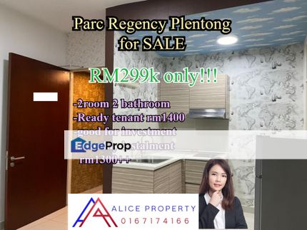 Parc Regency plentong apartment for sale good for investment, Johor, Masai