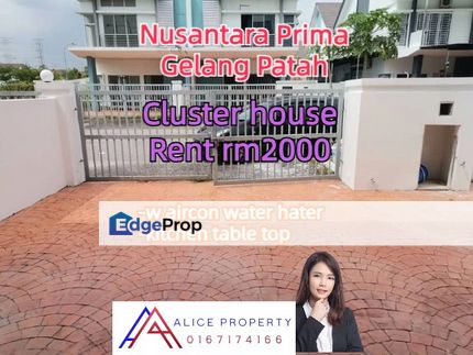 Nusantara prima cluster house gelang patah w aircon heater kitchen table top, Johor, Nusajaya