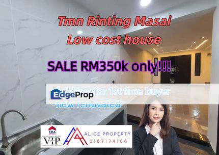 Taman Rinting masai new renovated low cost house For Sale, Johor, Masai