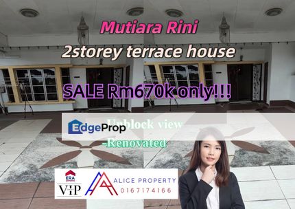 Mutiara rini 2-storey Terrace House unblock view For Sale , Johor, Skudai