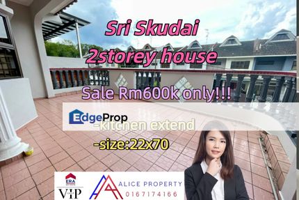 Sri skudai 2storey house for sale kitchen extend, Johor, Skudai