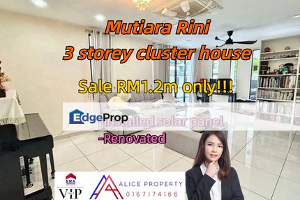 Mutiara Rini skudai 3storey renovated cluster house for sale, Johor, Skudai