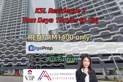 KSL Residences 2 Taman daya studio full furnish for rent , Johor, Johor Bahru