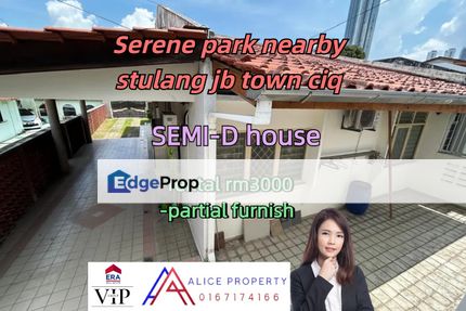 Serene park nearby stulang jb town ciq semi d house for rent, Johor, Johor Bahru
