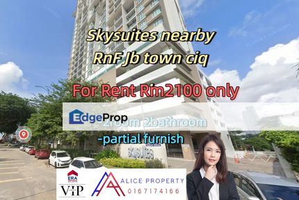 Skysuites jalan ismail sultan nearby RnF princess cove Jb town ciq for rent, Johor, Johor Bahru