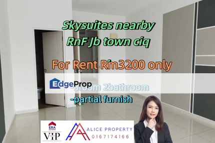 Skysuites jalan ismail sultan nearby RnF princess cove Jb town ciq for rent , Johor, Johor Bahru