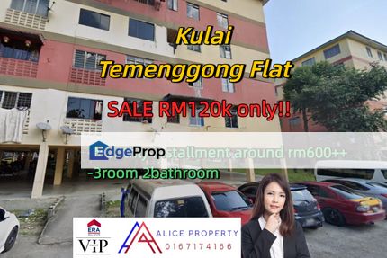 Kulai Temenggong Flat 3room For Sale, Johor, Kulai