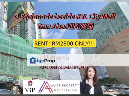 D’Esplanade beside KSL City Mall Tmn Abads世纪花园 For rent  , Johor, Johor Bahru