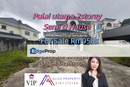 Pulai utama 2storey semi d house for sale, Johor, Skudai
