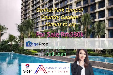 Central Park Tampoi Country Garden Full loan big unit w balcony 10mins to ciq, Johor, Johor Bahru