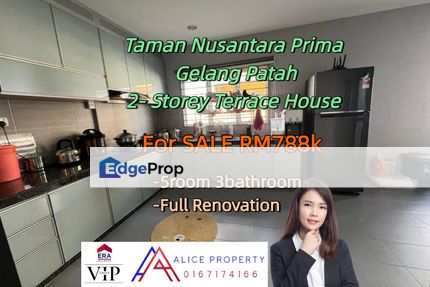 Taman Nusantara Prima Gelang Patah 2 Storey Terrace full renovated House  for sale, Johor, Nusajaya