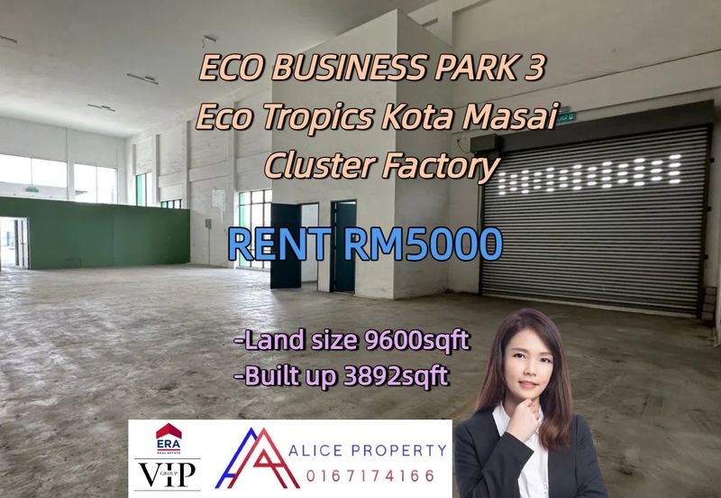 ECO BUSINESS PARK 3 Eco Tropics  Cluster factory for rent Kota Masai pasir gudang