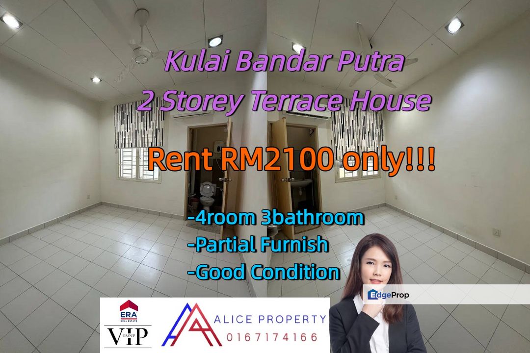 Kulai Bandar Putra  2 Storey Terrace House For rent Good Condition , Johor, Kulai