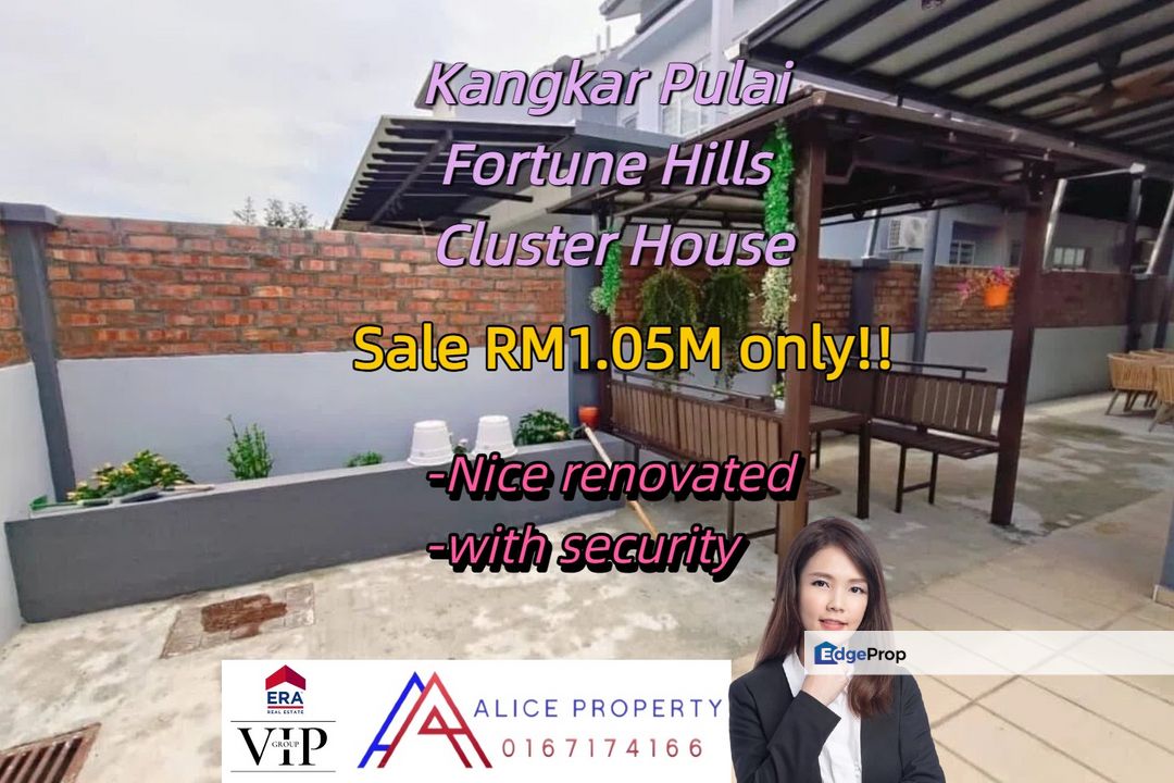 Kangkar Pulai  Fortune Hills 2 Storey nice renovated Cluster House for sale, Johor, Skudai